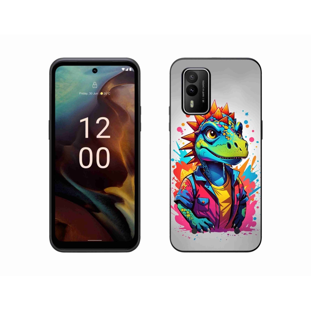 Gélový kryt mmCase na Nokia XR21 - farebný dinosaurus