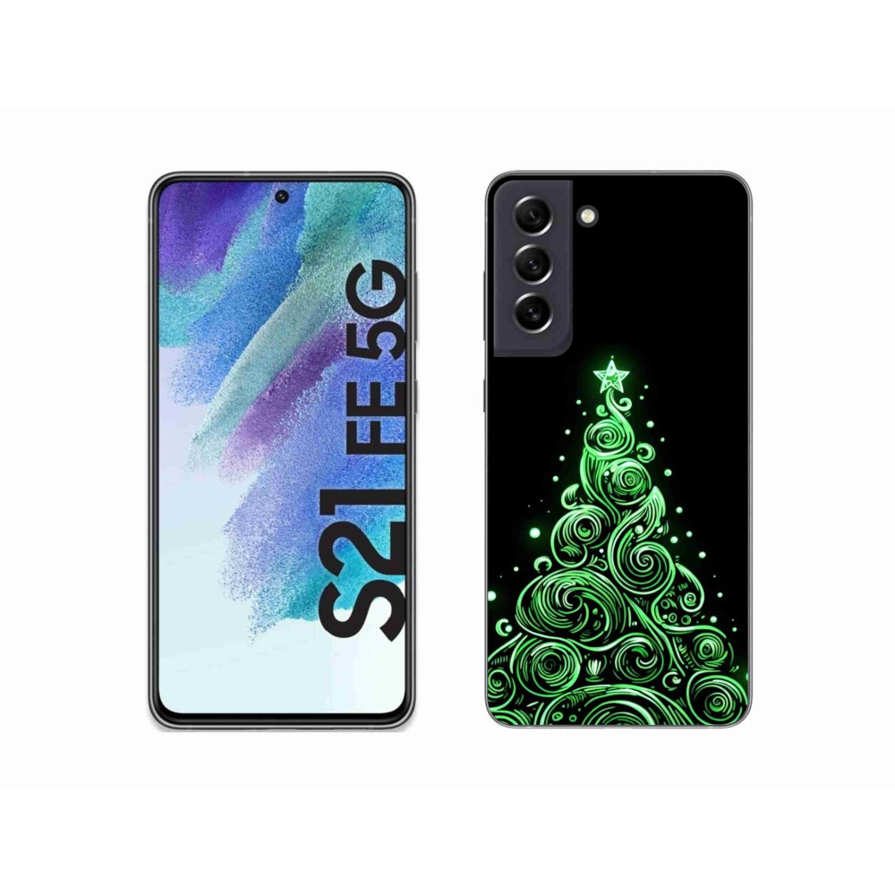 Gélový kryt mmCase na Samsung Galaxy S21 FE 5G - neónový vianočný stromček 3