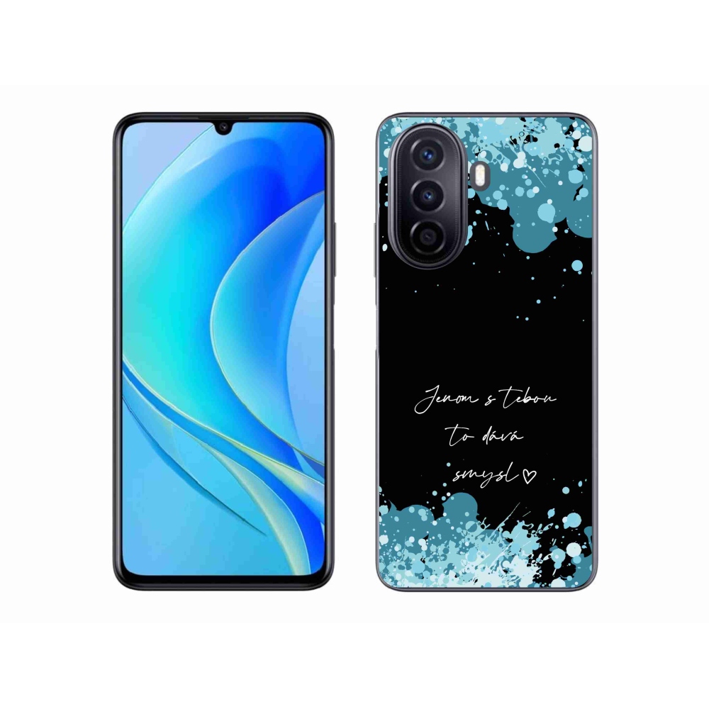 Gélový kryt mmCase na Huawei Nova Y70 - zamilovaný text čierne pozadie