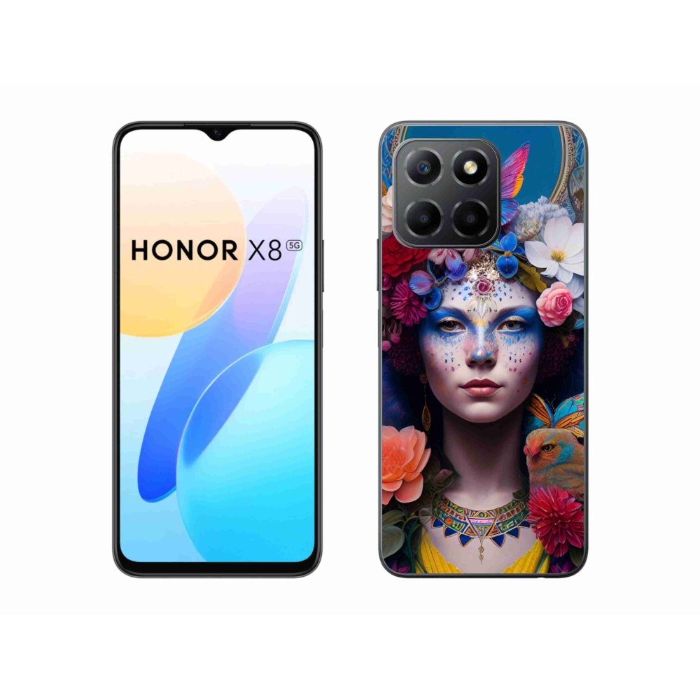 Gélový kryt mmCase na Honor X8 5G - žena s kvetinami