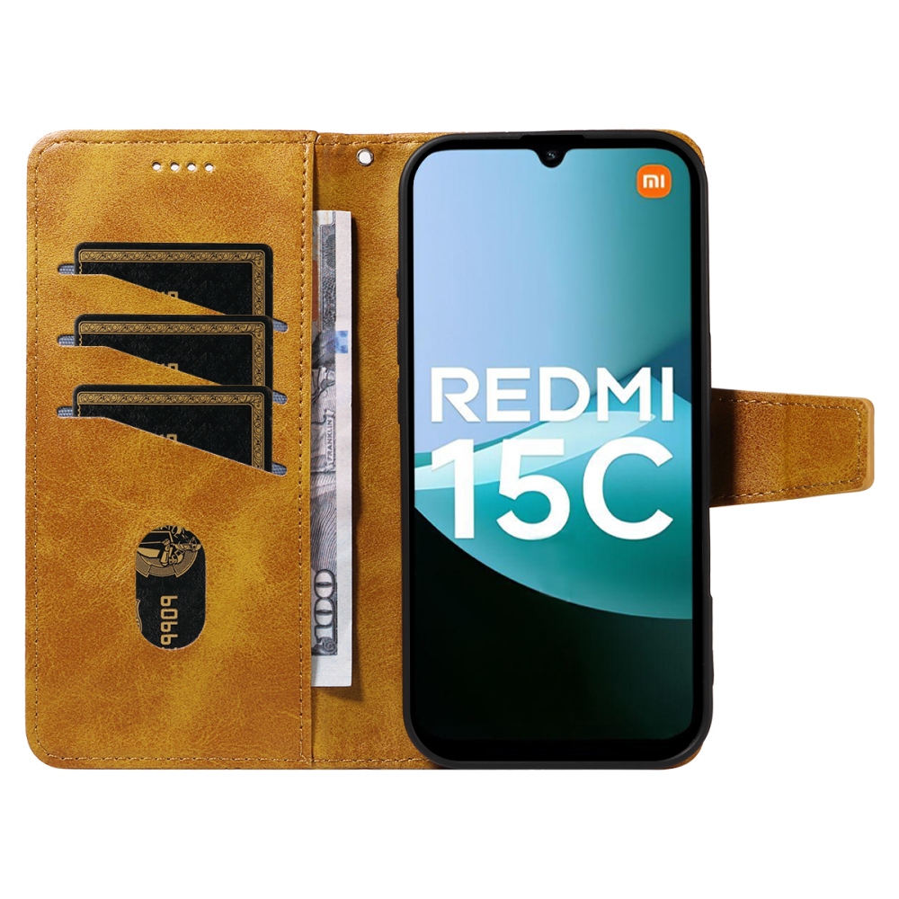 Grids knižkové púzdro na Xiaomi Redmi 15C 4G/5G (173mm) - žlté