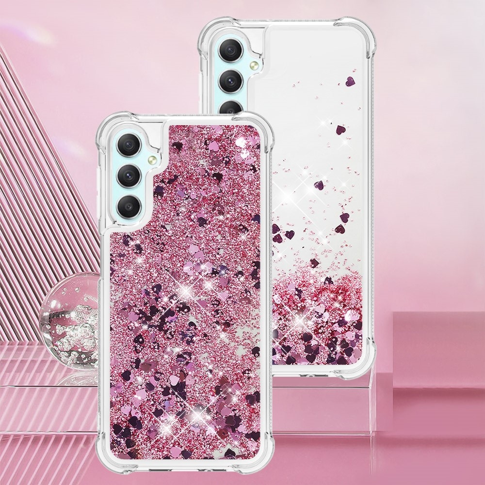 Glitter presýpací gélový obal na Samsung Galaxy A24 - ružovozlatý/srdiečka 