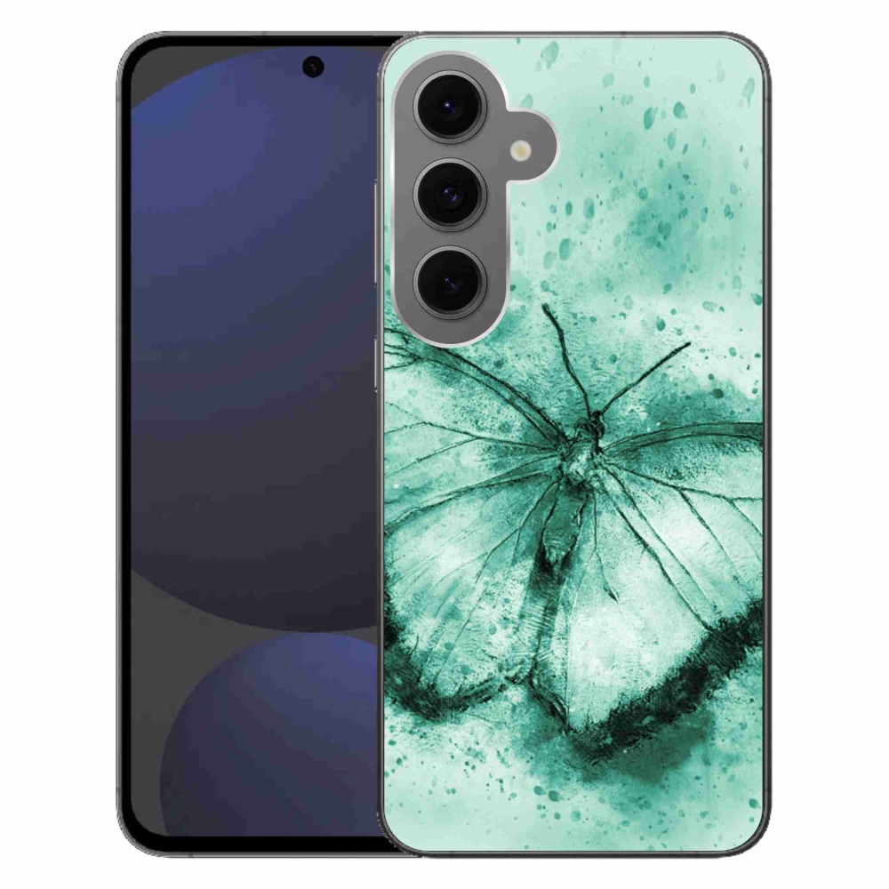 Gélový obal mmCase na Samsung Galaxy S24 FE - zelený motýľ