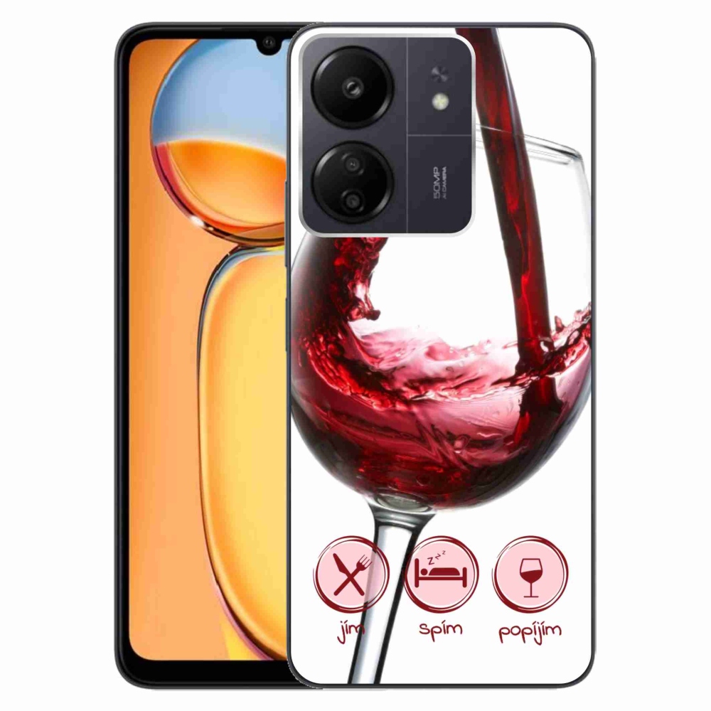 Gélový obal mmCase na Xiaomi Poco C65/Redmi 13C - pohár vína červené