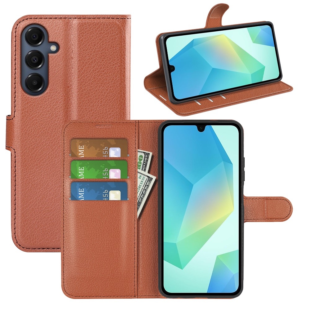 Litchi knižkové púzdro na Samsung Galaxy A17 5G - hnedé