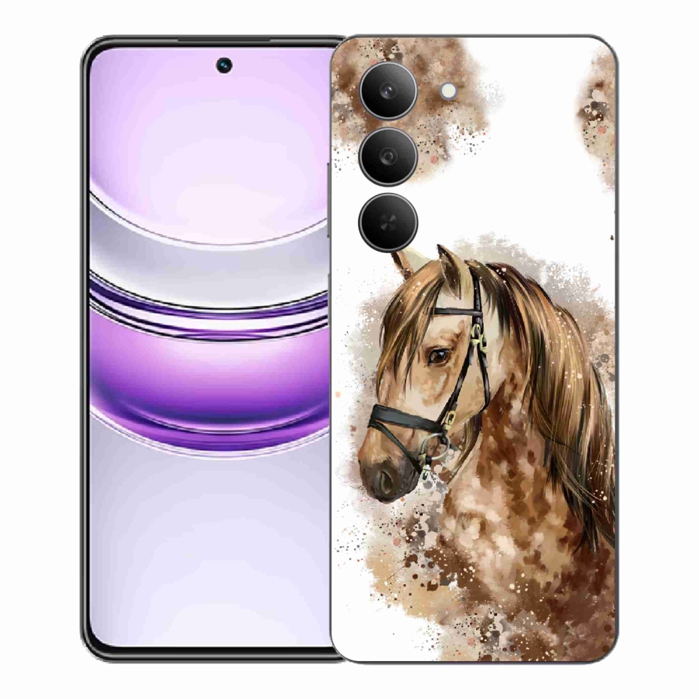 Gélový kryt mmCase na Realme 14x 5G - hnedý kreslený kôň