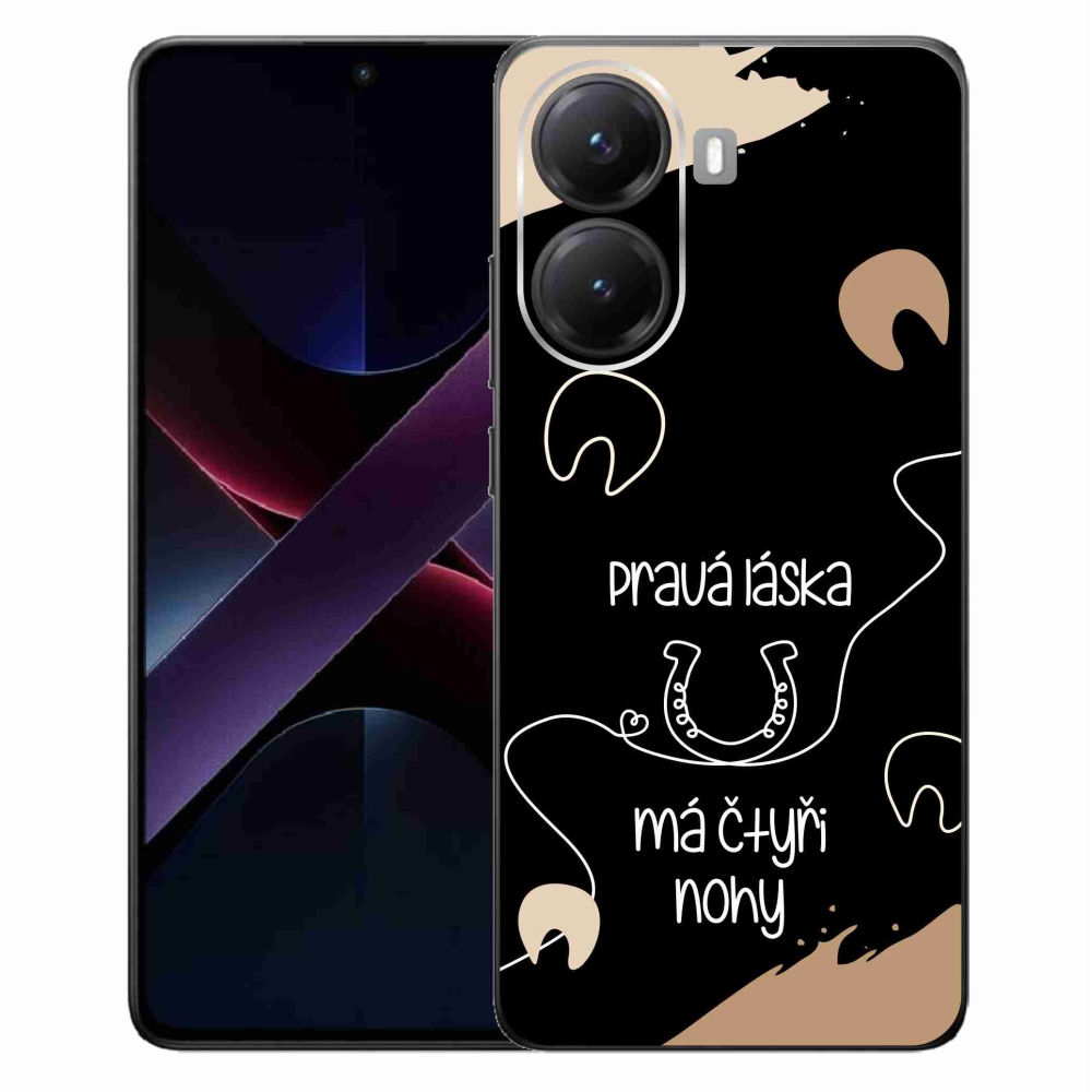 Gélový kryt mmCase na Xiaomi Poco X7 Pro 5G - konský motív čierne pozadie