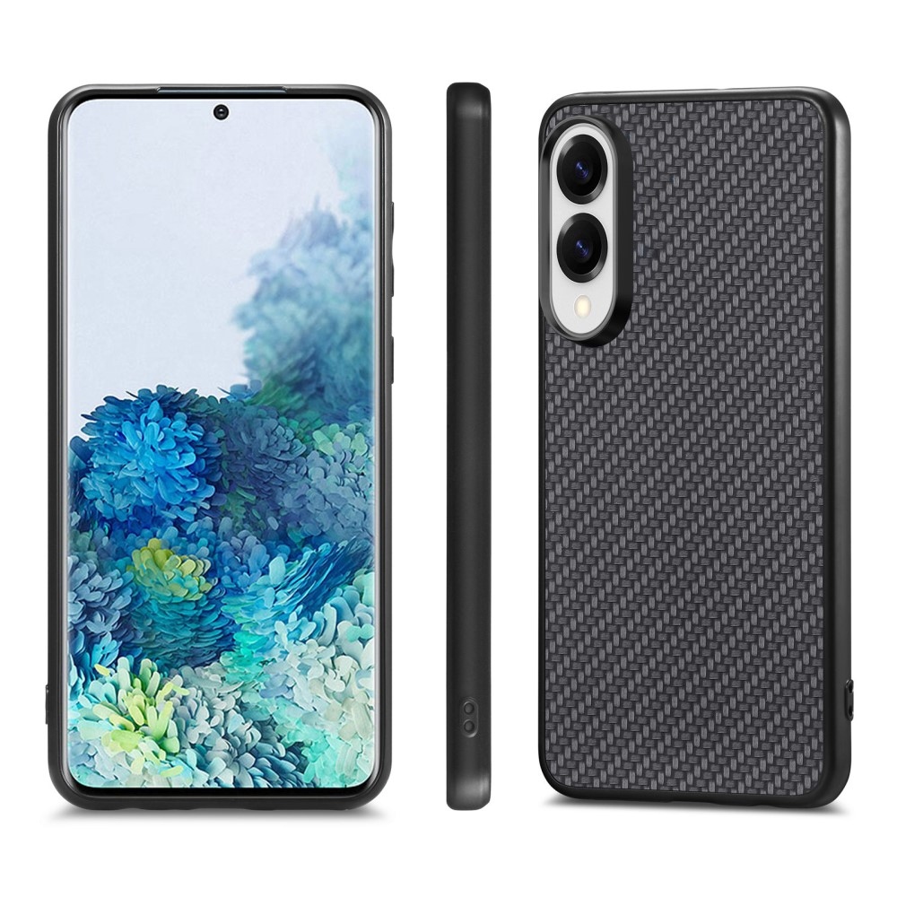 Coat gélový obal s umelou kožou a pevným chrbtom na Samsung Galaxy S25 Edge - čierny