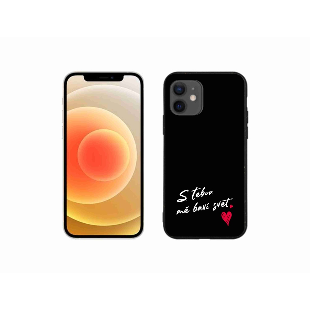 Gélový kryt mmCase na iPhone 12 mini - zamilovaný text 1 čierne pozadie