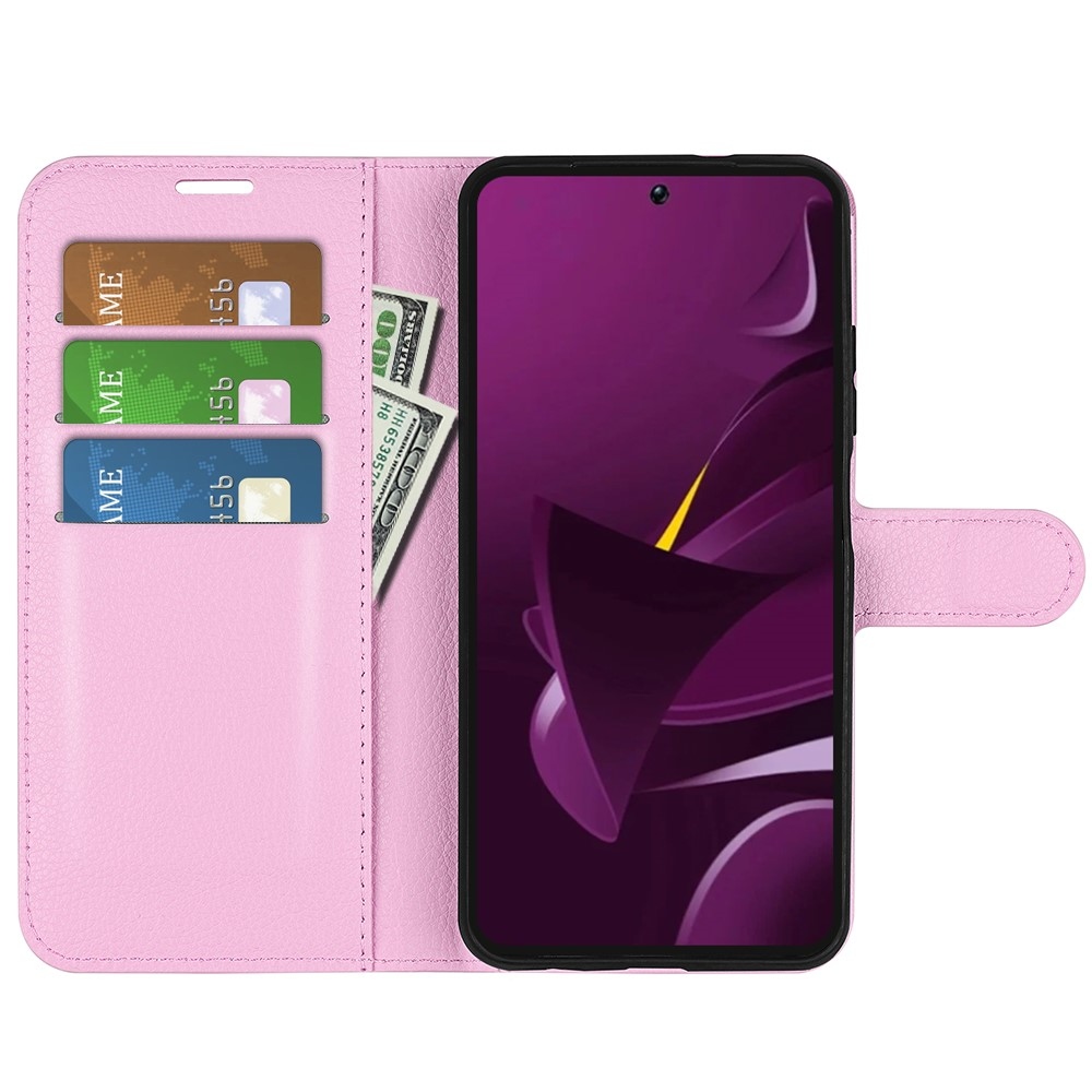 Litchi knižkové puzdro na Xiaomi Poco M7 Pro 5G - ružové