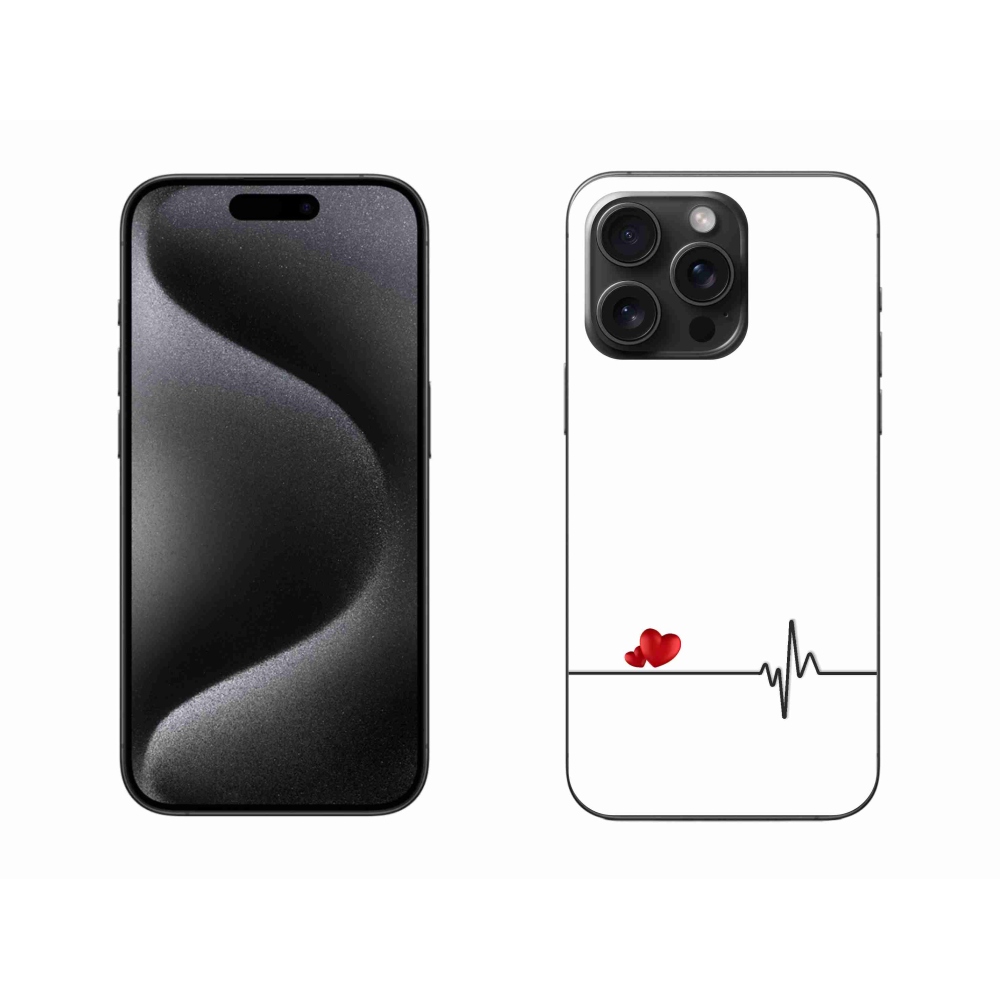 Gélový kryt mmCase na iPhone 15 Pro Max - srdce a tep biele pozadie
