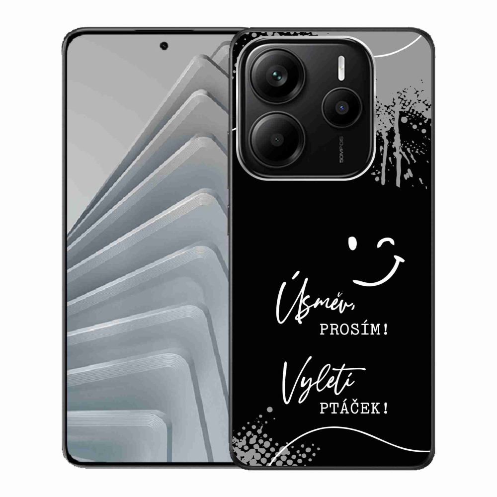 Gélový kryt mmCase na Xiaomi Redmi Note 14 5G - vtipný text 4 čierne pozadie