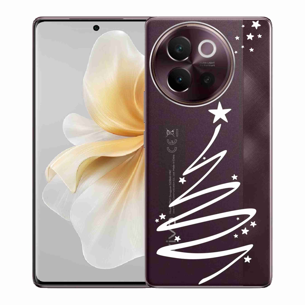 Gélový kryt mmCase na Vivo V40 Lite 5G - biely stromček na priehľadnom pozadí