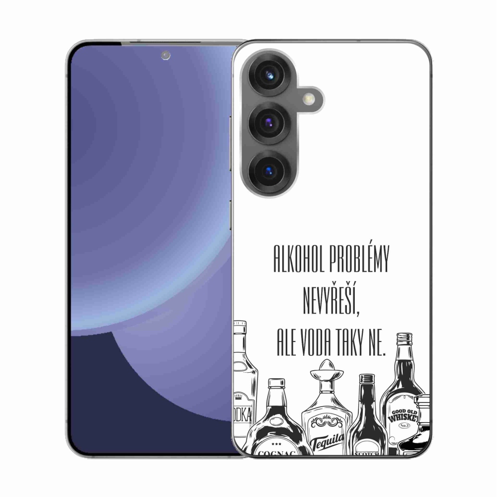 Gélový kryt mmCase na Samsung Galaxy S25 - vtipný text biele pozadie