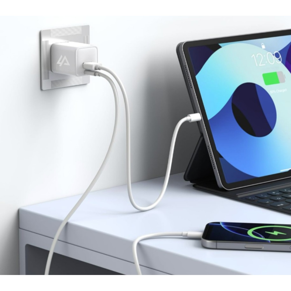 iPEAX GaN Sieťová nabíjačka 35 W, 1x USB-C a 1x USB-A - biela