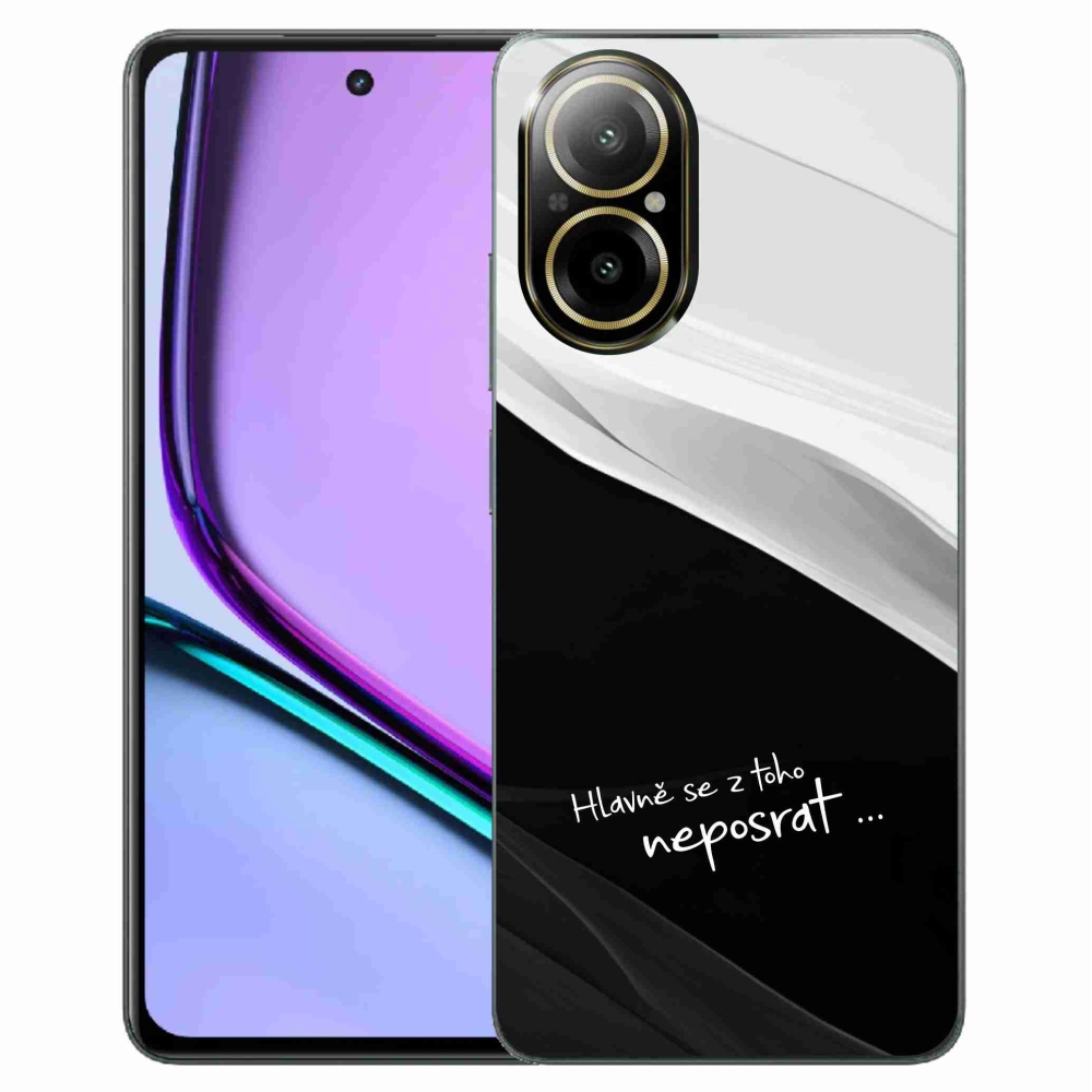 Gélový kryt mmCase na Realme C67 - vtipný text 13 čiernobiele pozadie