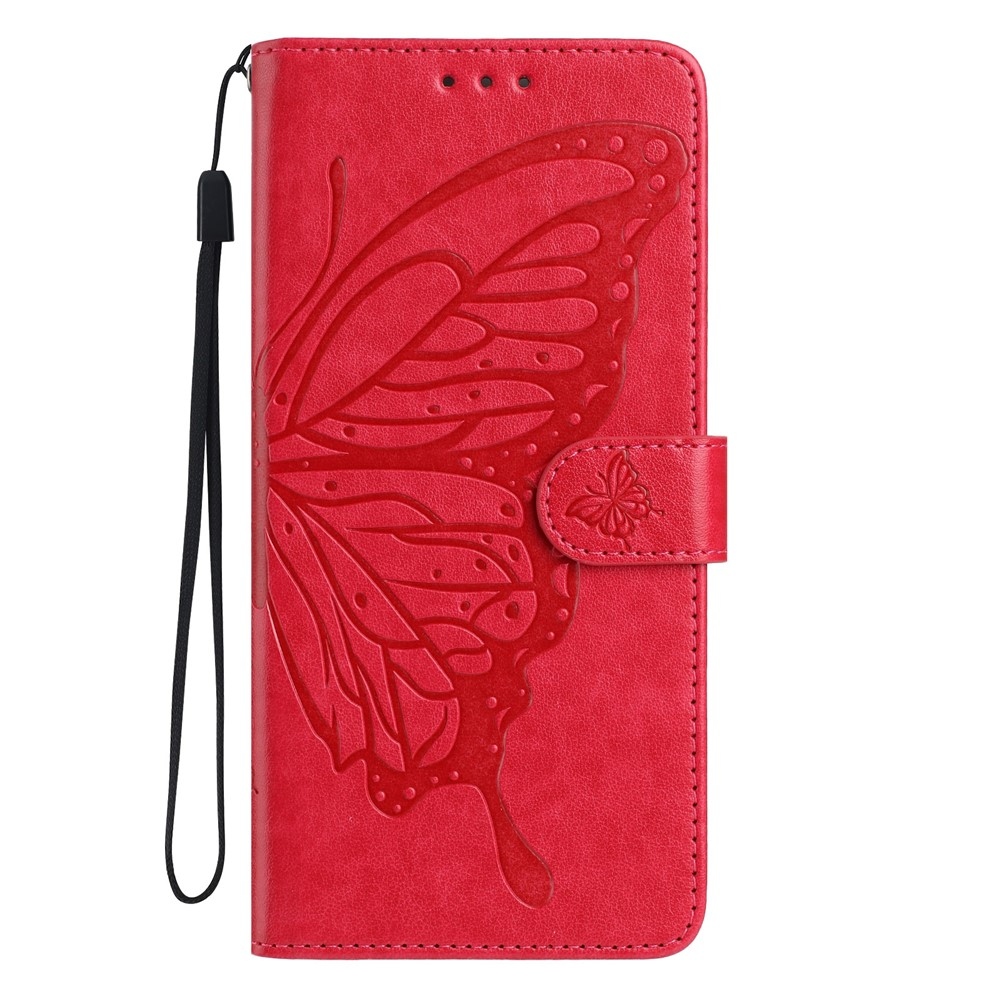 Floral Butterfly knižkové púzdro na Xiaomi 15T Pro - červené