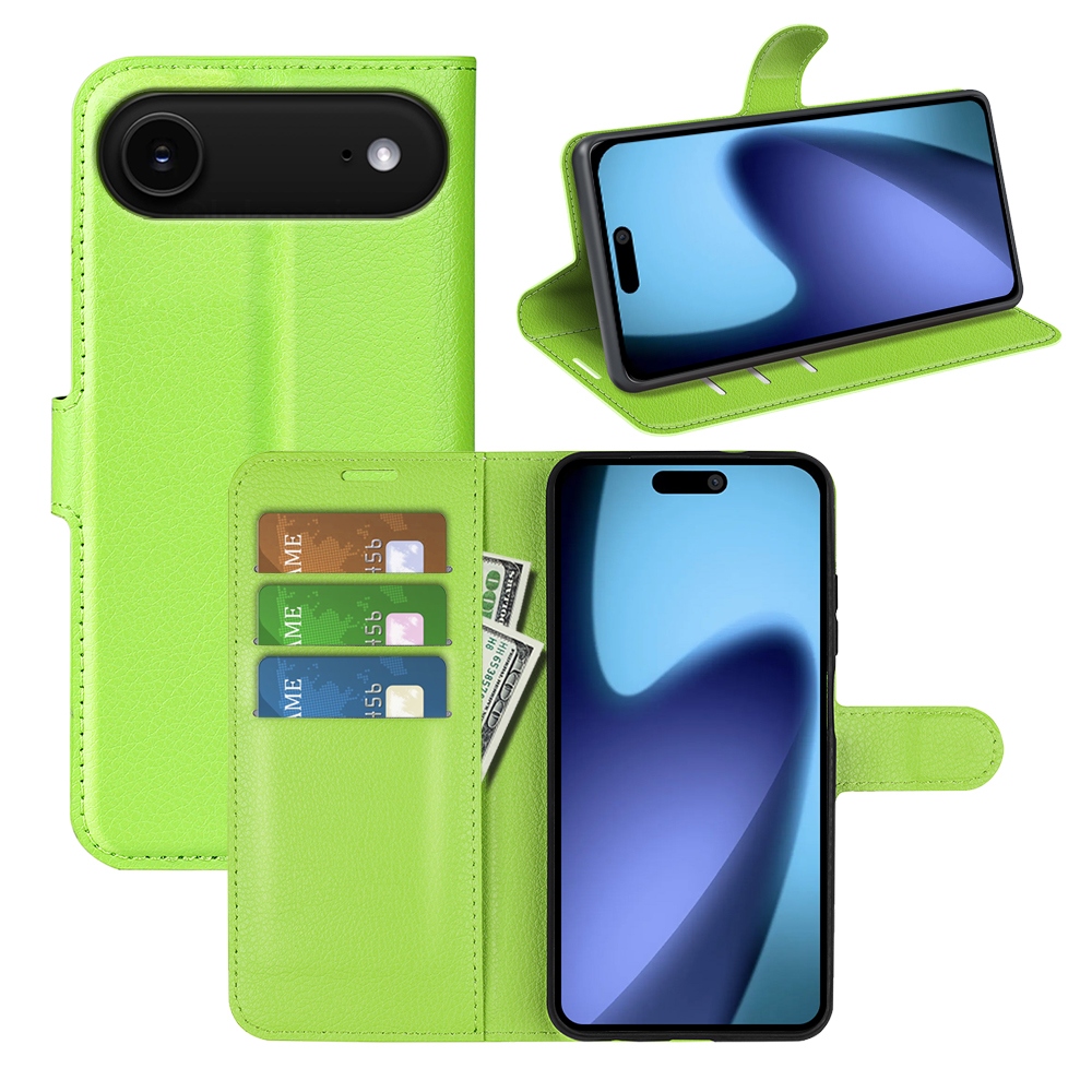 Litchi knižkové púzdro na iPhone 17 Air - zelené