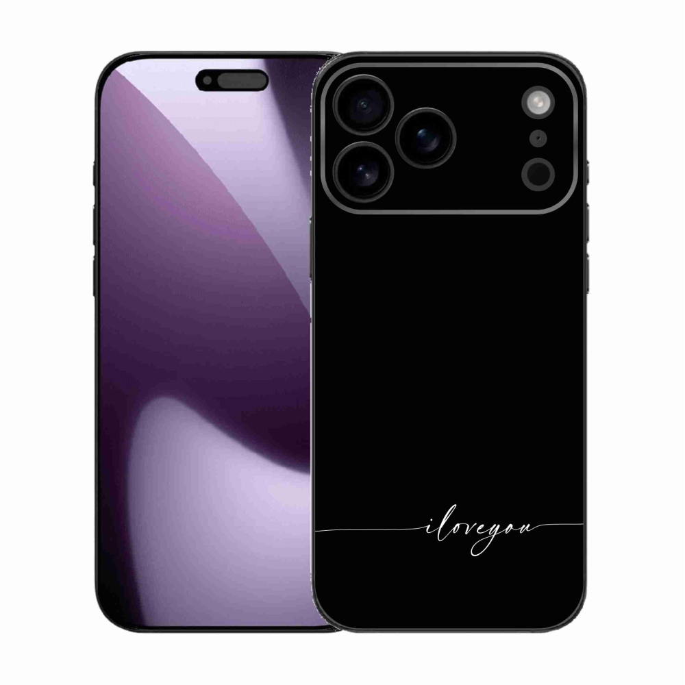 Gélový kryt mmCase na iPhone 17 Pro Max - I love you čierne pozadie