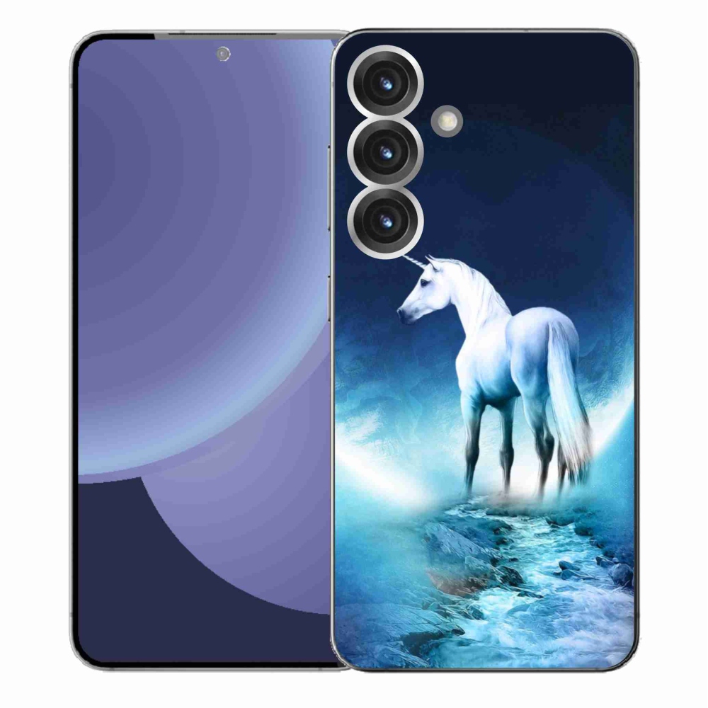 Gélový kryt mmCase na Samsung Galaxy S25+ - biely jednorožec