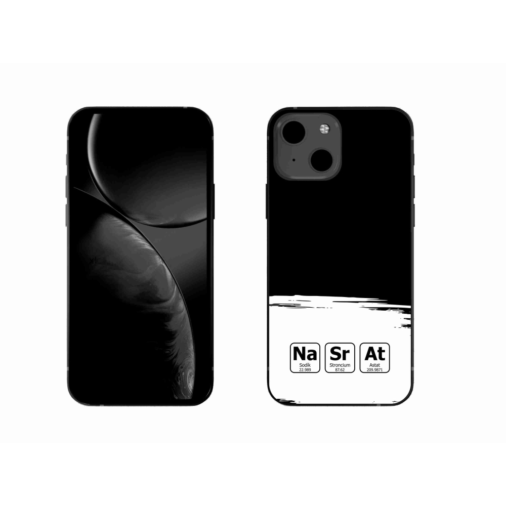 Gélový kryt mmCase na iPhone 13 6.1 - chemické prvky bieločierne pozadie