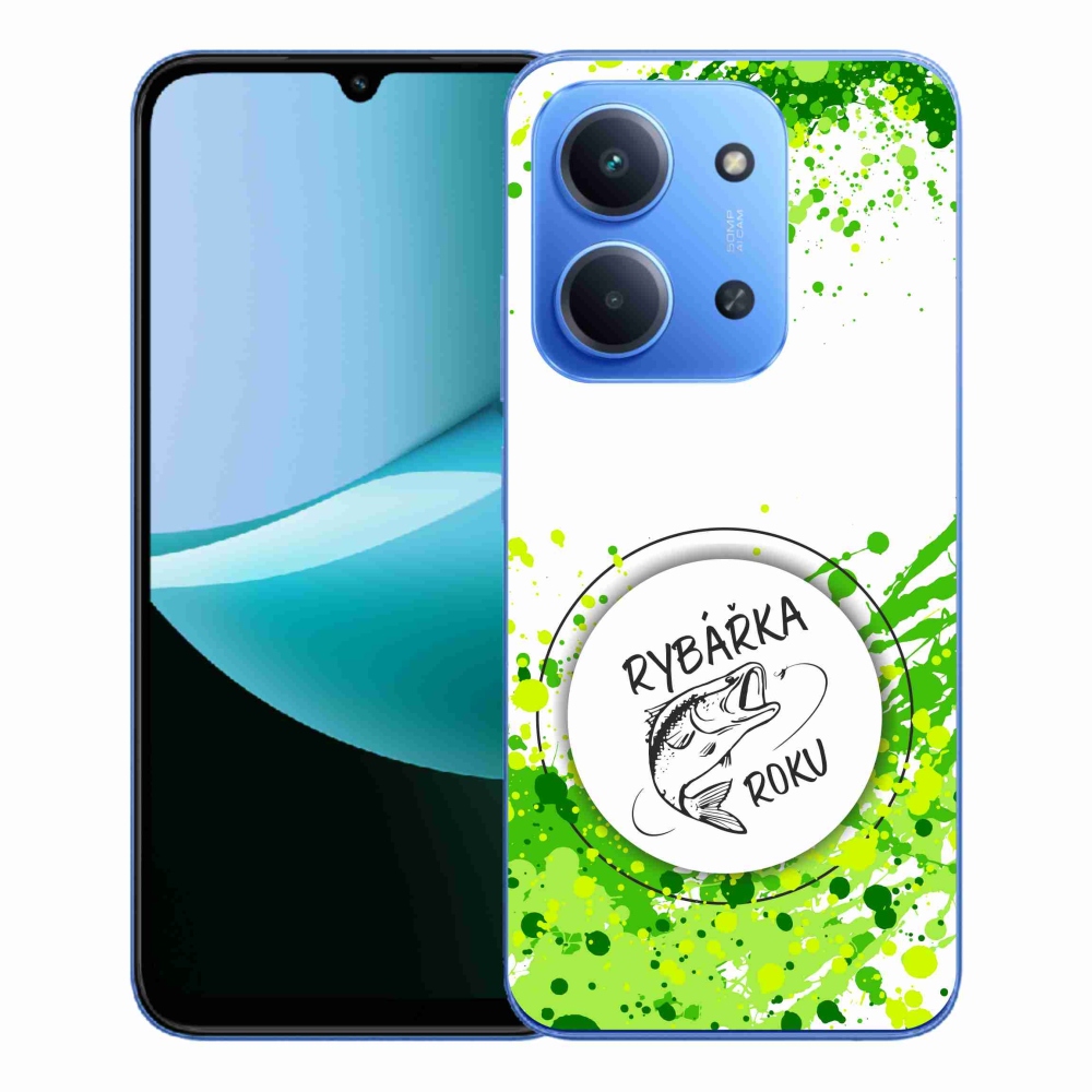 Gélový kryt mmCase na Xiaomi Redmi 15C 4G/5G (173mm) - rybárka roku biele pozadie