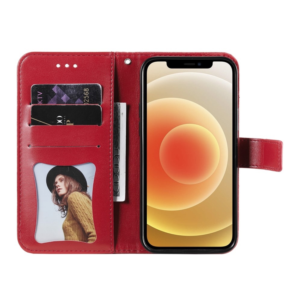 Floral knižkové puzdro na Realme 14 5G - červené