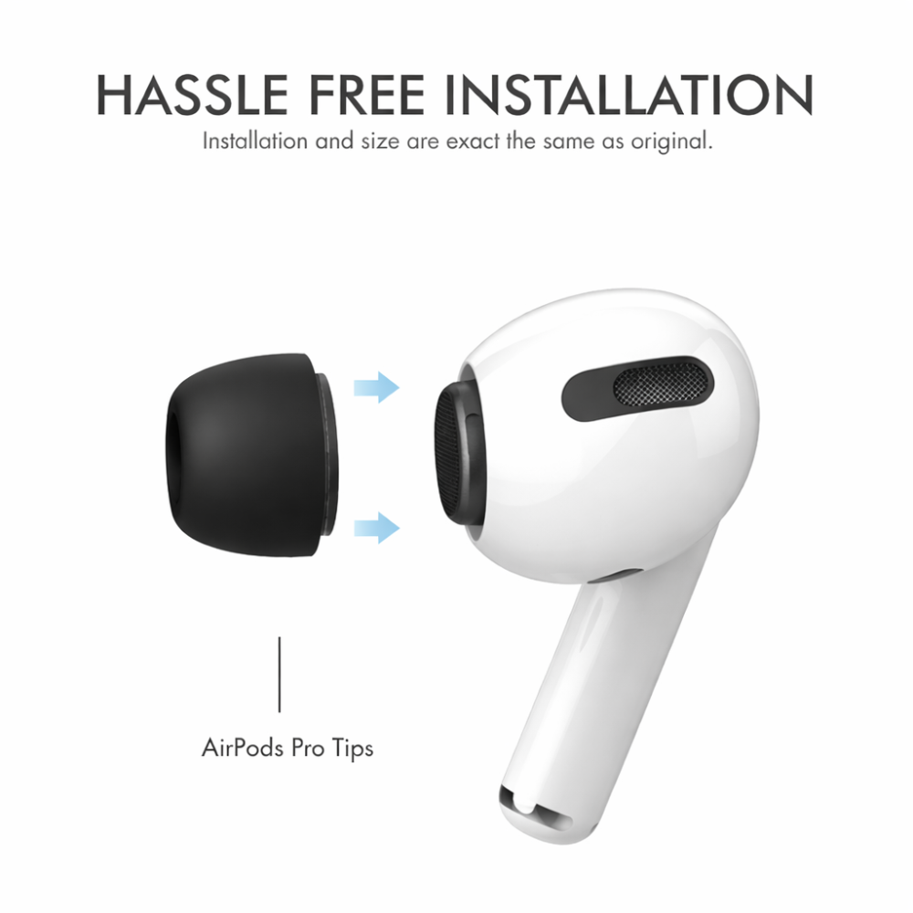 Sada čiernych silikónových nástavcov do slúchadiel kompatibilná s AirPods Pro/Pro 2 - S/M/L