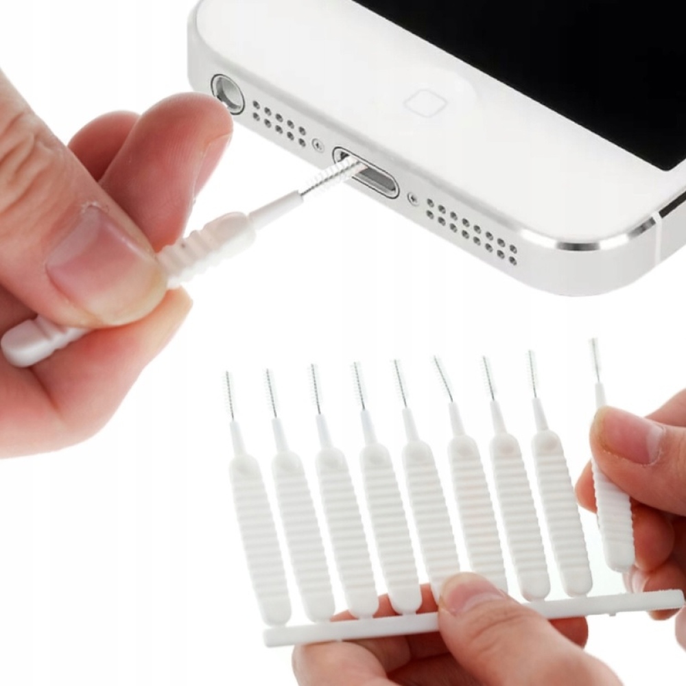 Sada čistiacich kefiek na telefón / sprchové hlavice (10ks) - biele