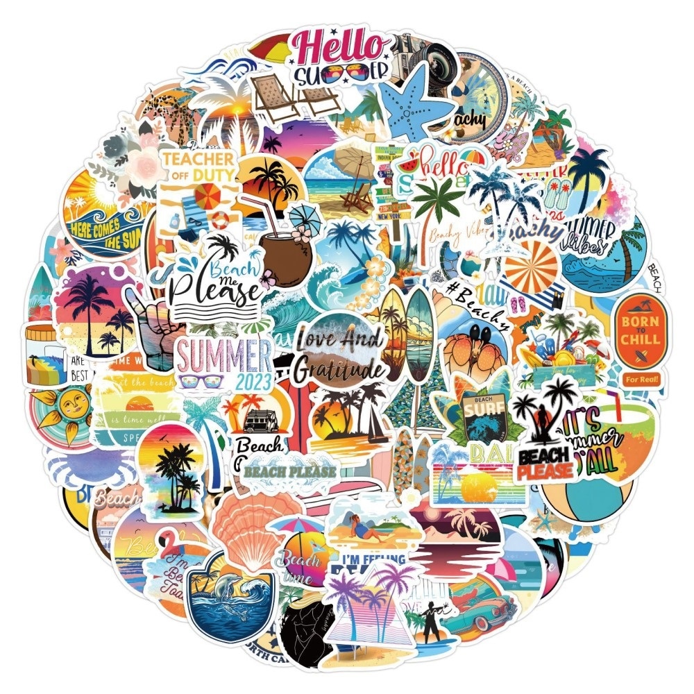 Súprava letných samolepiek (120 ks) - plážové motívy