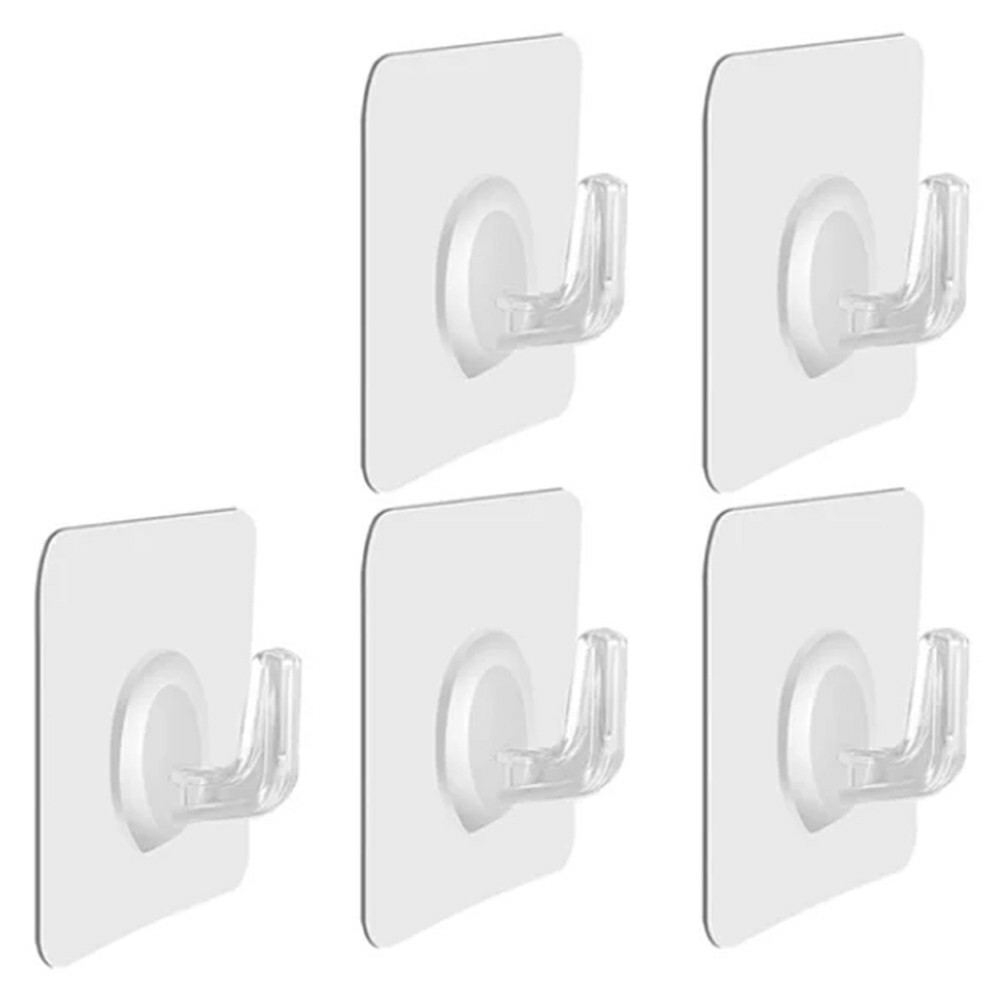 Samolepiace akrylové háčiky na stenu 5 ks transparentné
