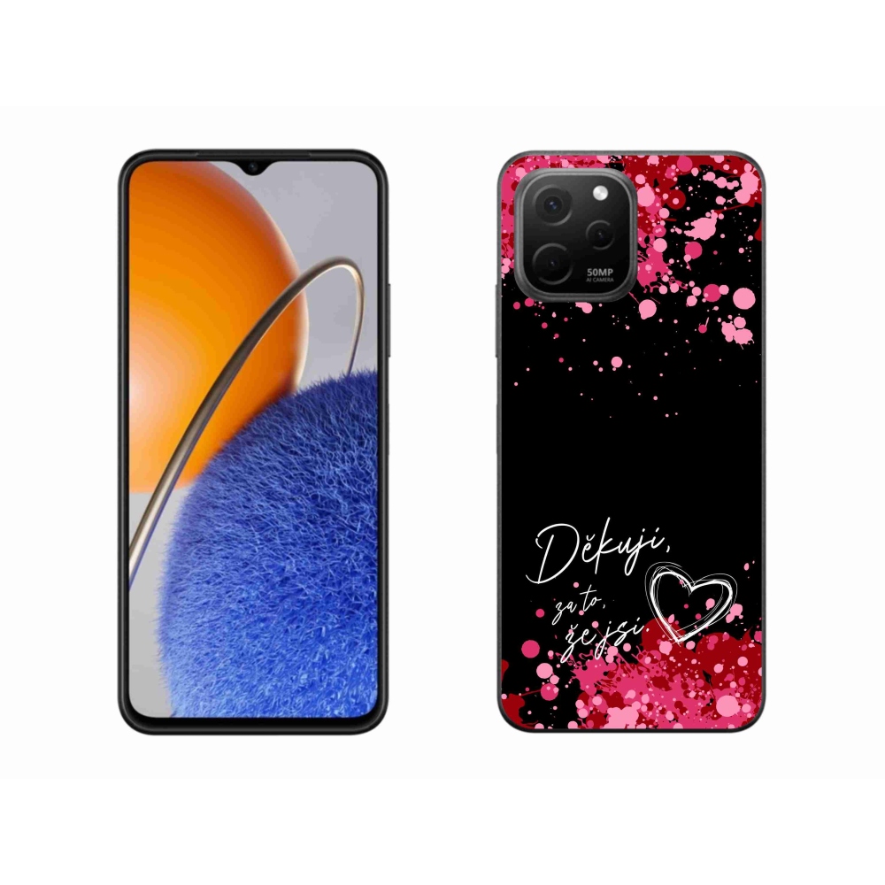 Gélový kryt mmCase na Huawei Nova Y61 - zamilovaný text 2 čierne pozadie