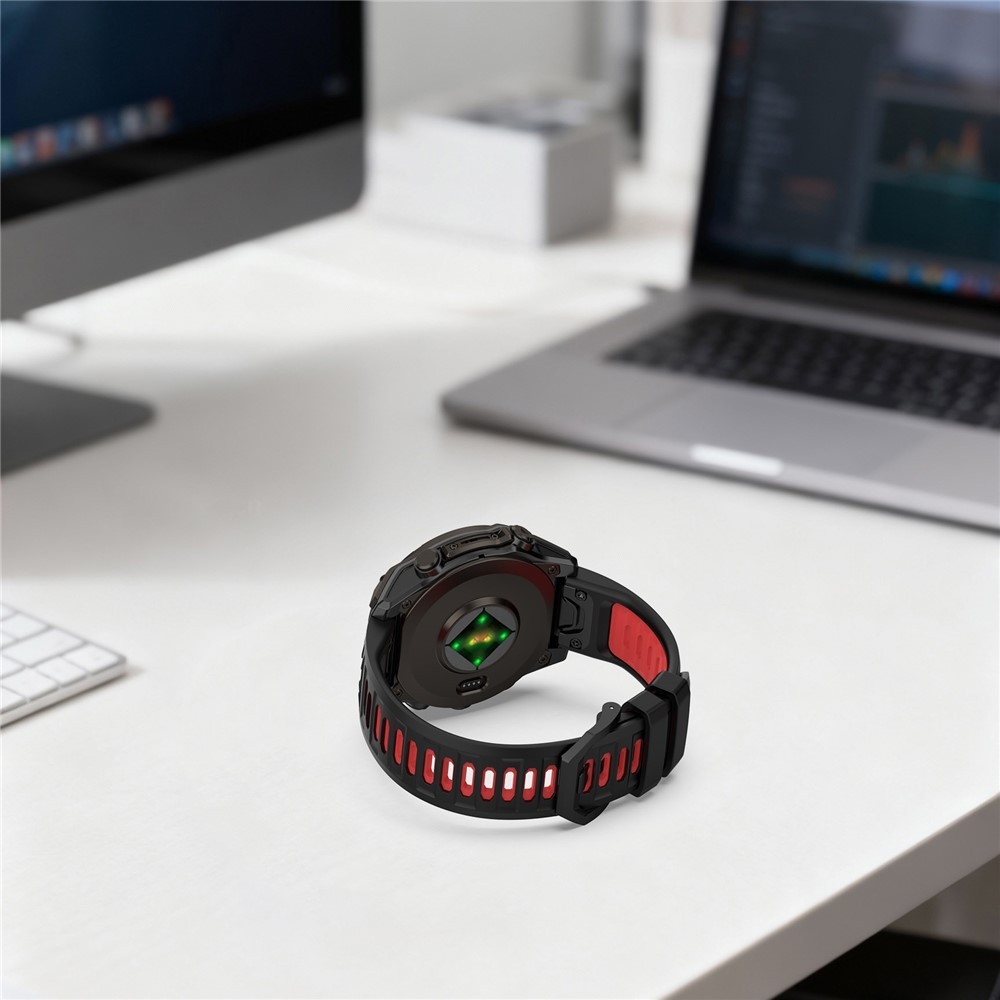 Scheme silikónový remienok 22mm na Garmin Fenix ​​8 Pro 47mm/Fenix ​​8 47mm - čierny/červený