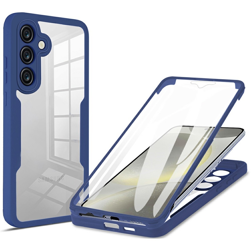 Acryl gélový obal s rámčekom pre ochranou displeja na Samsung Galaxy S25 FE - modrý