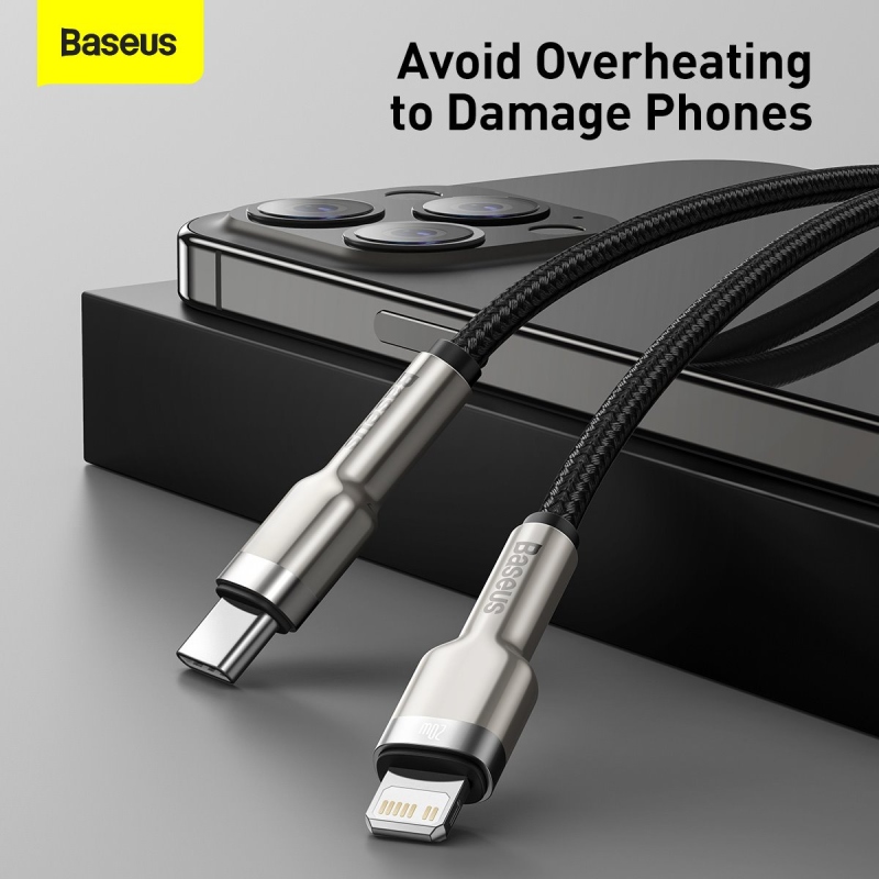 Baseus Cafule Metal Series Dátový Kábel USB-C - Lighting 20W 1m Black