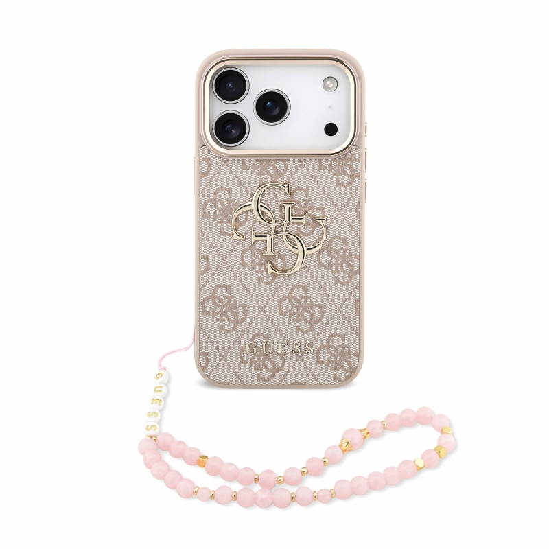 Guess PU 4G Metal Logo Strap – zadný kryt pre iPhone 18 Pro, ružový