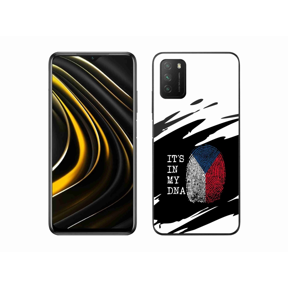 Gélový kryt mmCase na Xiaomi Poco M3 - vlajka odtlačok prsta čiernobiele pozadie