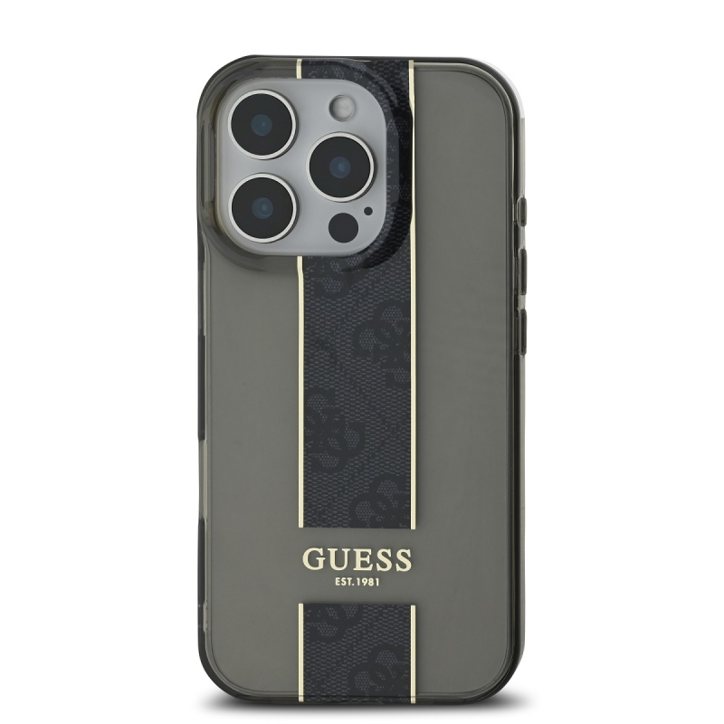 Guess IML Middle 4G Stripe Zadný Kryt pre iPhone 16 Pro Max Black