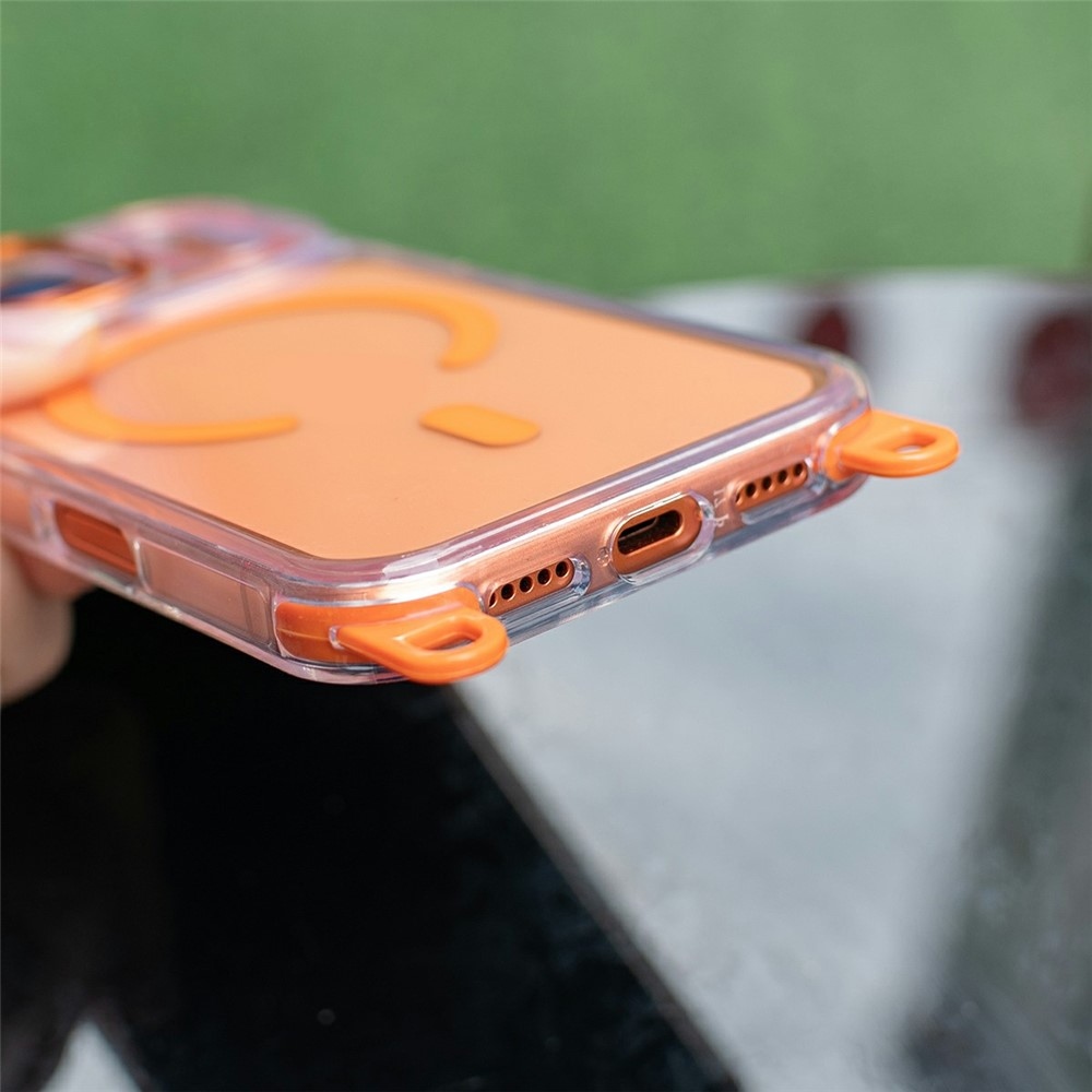 Seamle gélový kryt s pevným chrbtom a MagSafe + šnúrka na iPhone 18 Pro Max/17 Pro Max - oranžový