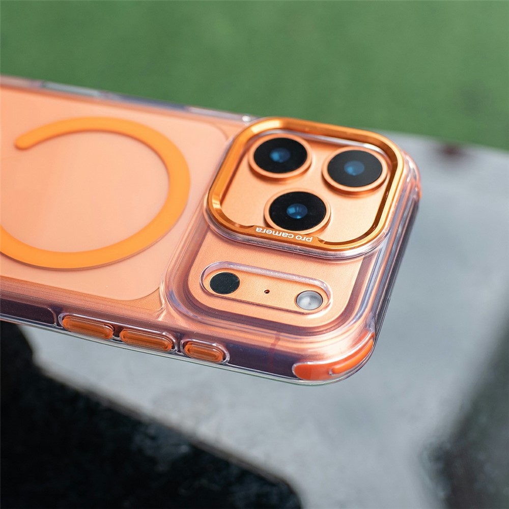 Seamle gélový kryt s pevným chrbtom a MagSafe + šnúrka na iPhone 18 Pro Max/17 Pro Max - oranžový