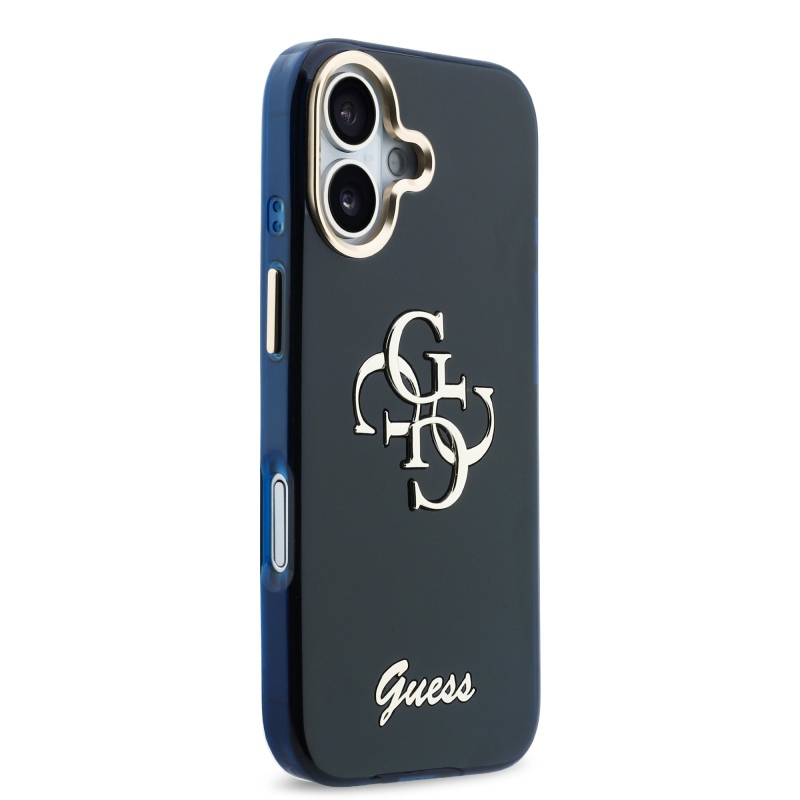 Guess IML 4G Script Metal Logo Zadný kryt pre iPhone 17 Blue