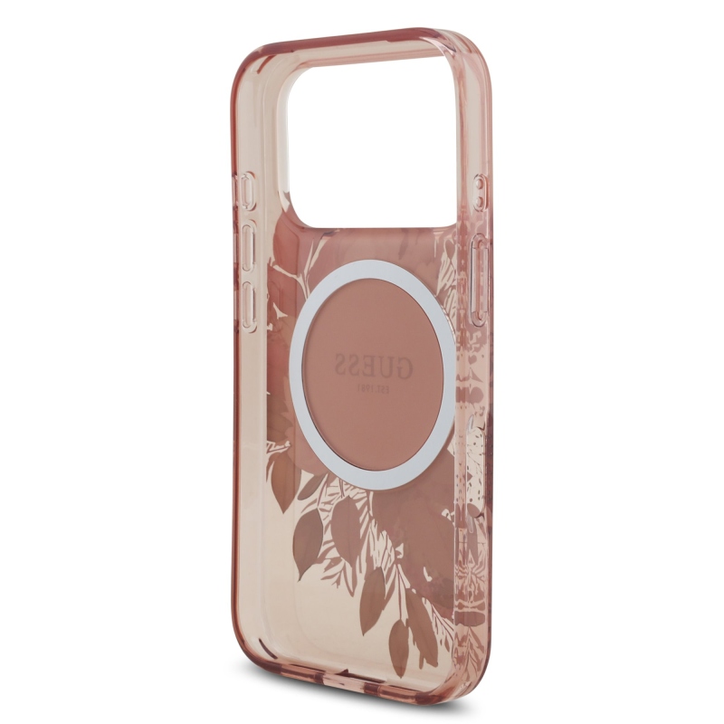 Guess IML Flowers Strap MagSafe zadný kryt pre iPhone 17 Pro Pink