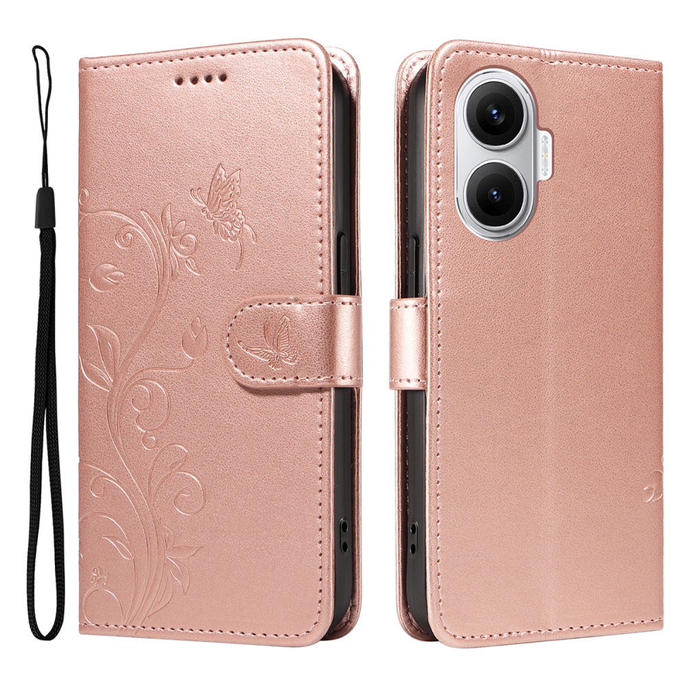 Flowers knižkové púzdro na Xiaomi Poco F7 5G - ružovozlaté