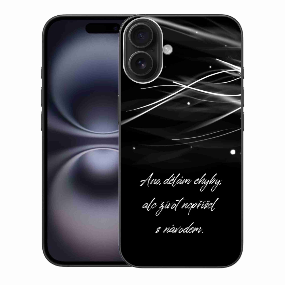 Gélový kryt mmCase na iPhone 16 Plus - citát čierne pozadie