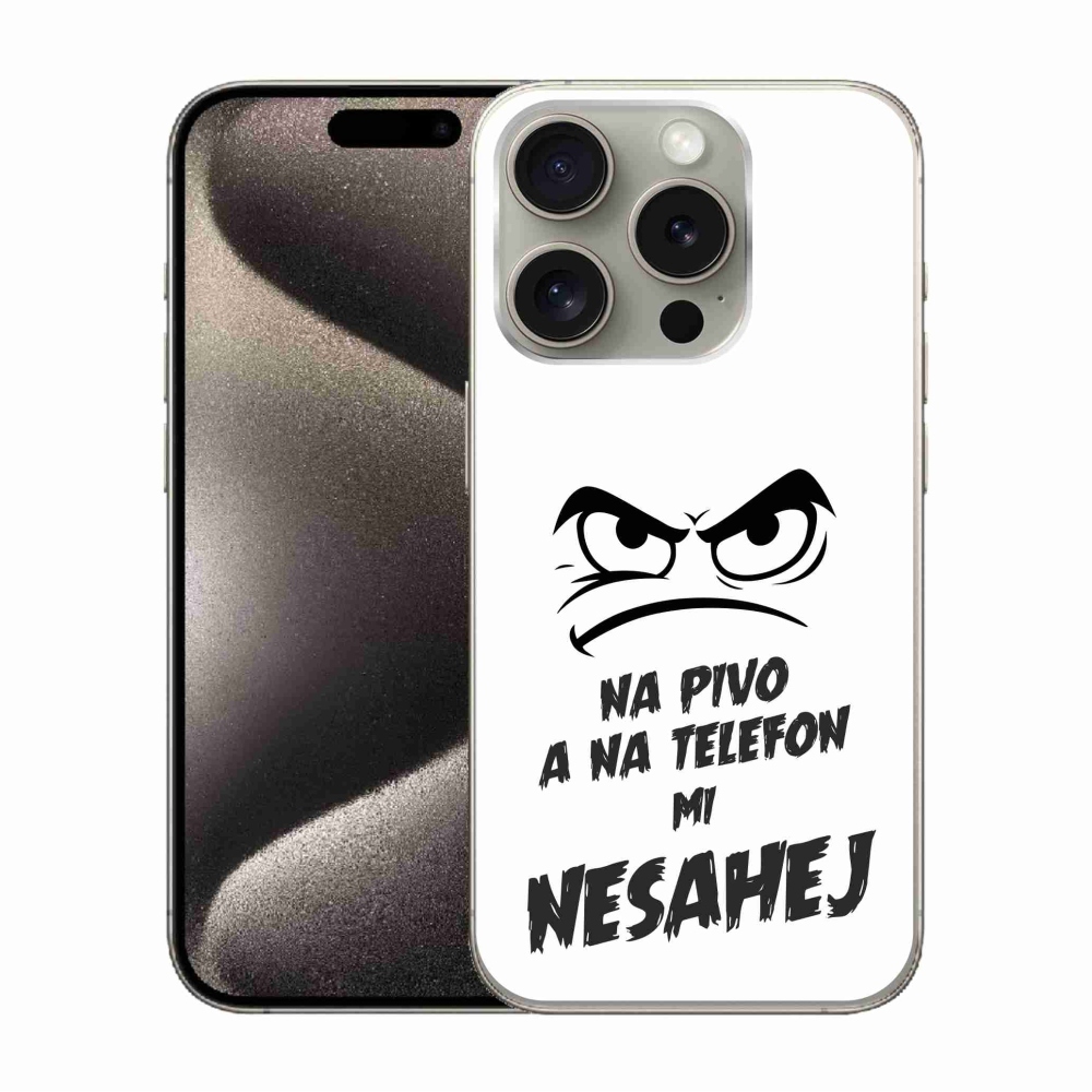 Gélový kryt mmCase na iPhone 15 Pro - pivný motív 2 biele pozadie