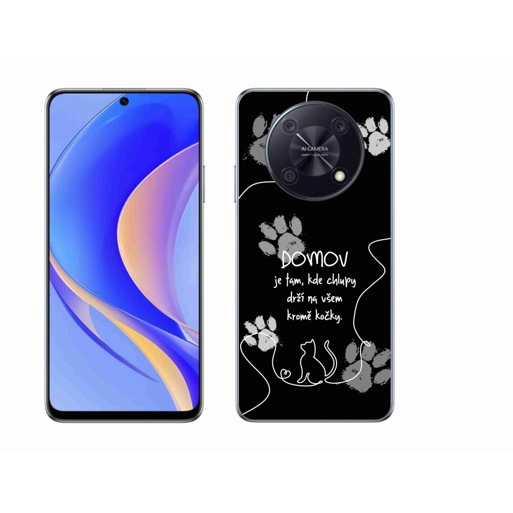 Gélový kryt mmCase na Huawei Nova Y90 - mačacie motív čierne pozadie