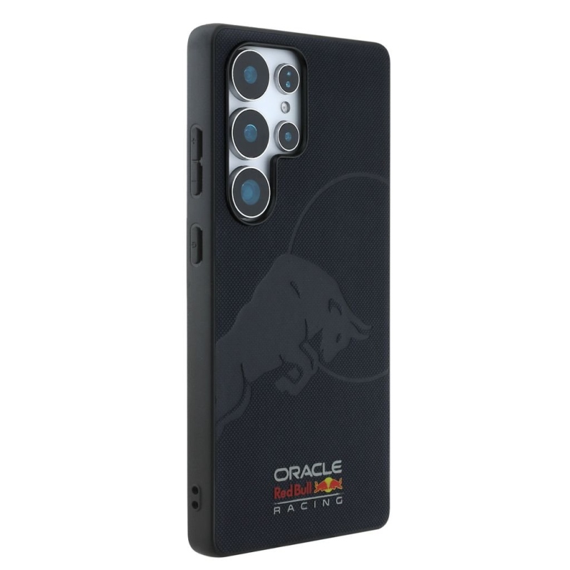 Red Bull Leather Meshed Debossed Logo MagSafe Zadný Kryt pre Samsung Galaxy S25 Ultra Navy