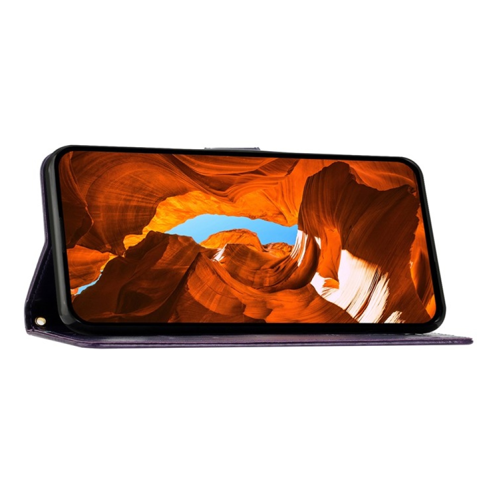 Flowers knižkové púzdro na iPhone 17 Pro - tmavofialové