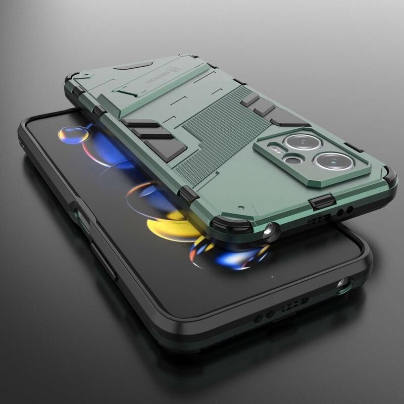 Shell odolný hybridný kryt s výklopným stojanom na mobil Xiaomi Poco X4 GT 5G - zelený