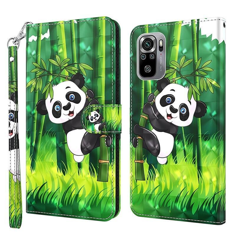 Print peněženkové puzdro na mobil Xiaomi Redmi Note 10 4G/Redmi Note 10S/Poco M5s - panda na bambuse